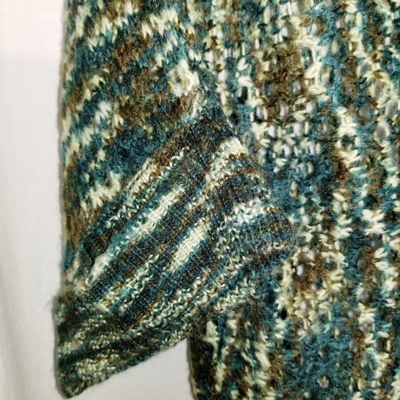 NWT dressbarn XL open knit green/blue/brwn sweater - Picture 6 of 6